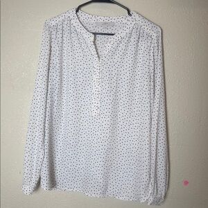 LOFT Beige Blouse with Black Dots